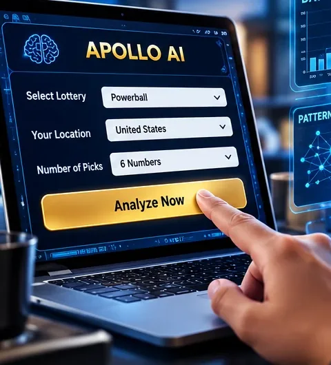 Apollo AI setup screen asking for lottery, location and number of picks